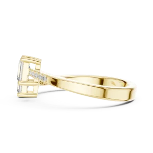 Symmetry Emerald Cut Solitaire Bypass Statement Ring - Image 4