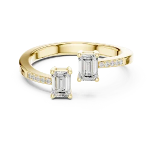 Symmetry Emerald Cut Solitaire Bypass Statement Ring - Image 2