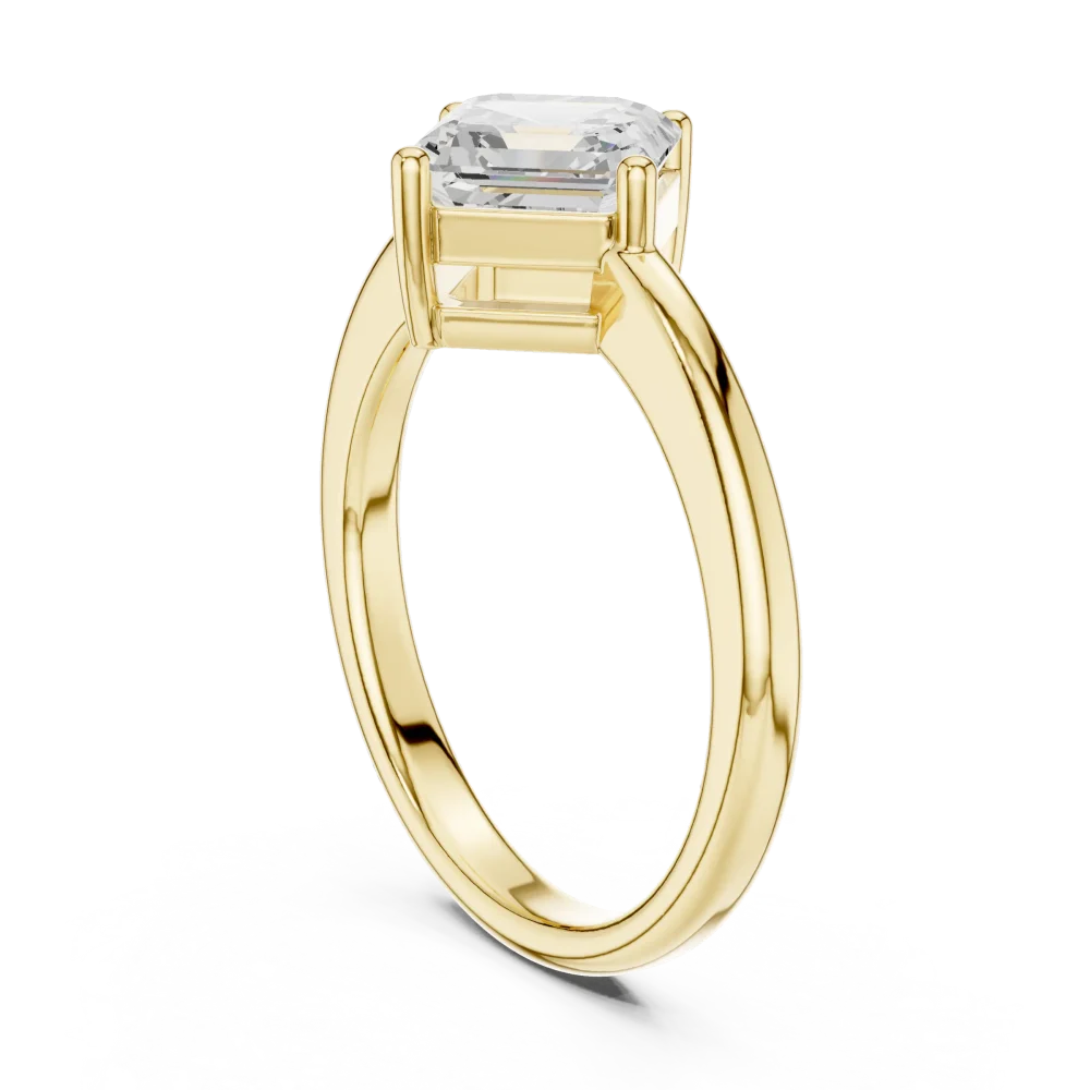 Modern Architectural Emerald Cut Solitaire Ring - Image 3