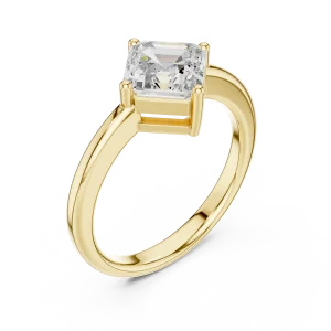 Modern Architectural Emerald Cut Solitaire Ring