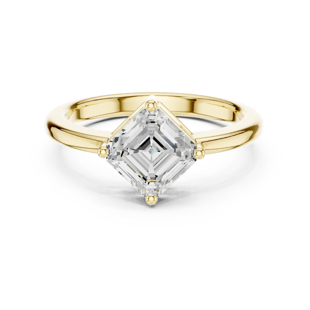Modern Architectural Emerald Cut Solitaire Ring - Image 2