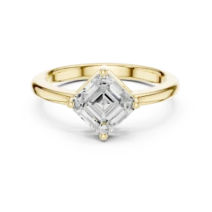 Modern Architectural Emerald Cut Solitaire Ring - Image 2