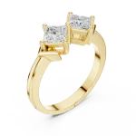 Symmetry Princess-Cut Dual Stone Minimalist Ring