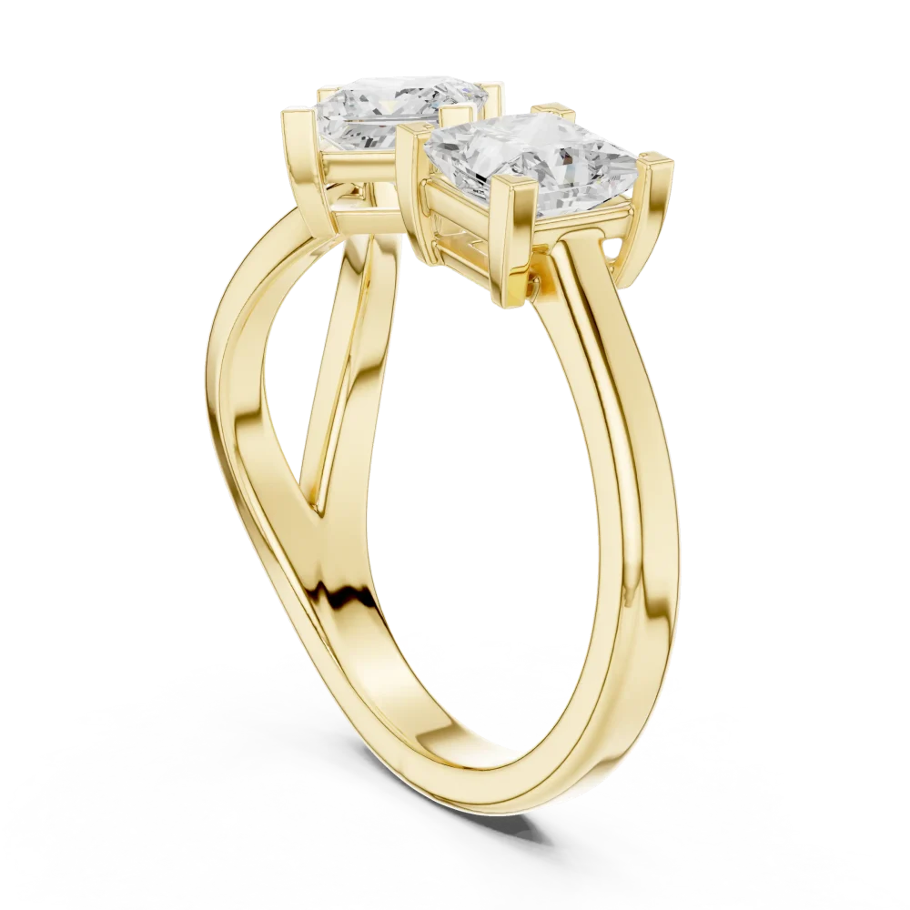 Architectural Princess Cut Two-Stone Solitaire Ring - Image 3