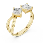 Architectural Princess Cut Two-Stone Solitaire Ring
