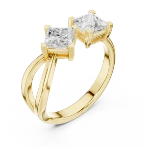 Architectural Princess Cut Two-Stone Solitaire Ring