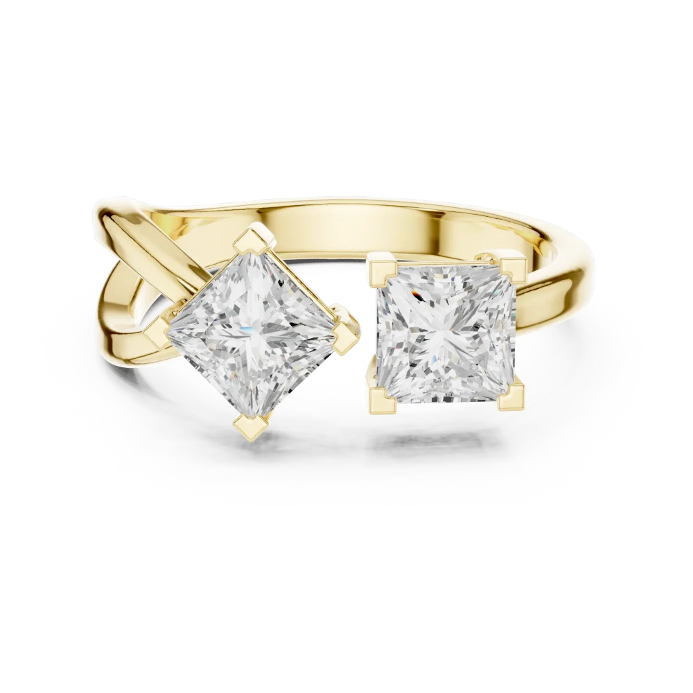 Architectural Princess Cut Two-Stone Solitaire Ring - Image 2