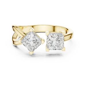 Architectural Princess Cut Two-Stone Solitaire Ring - Image 2