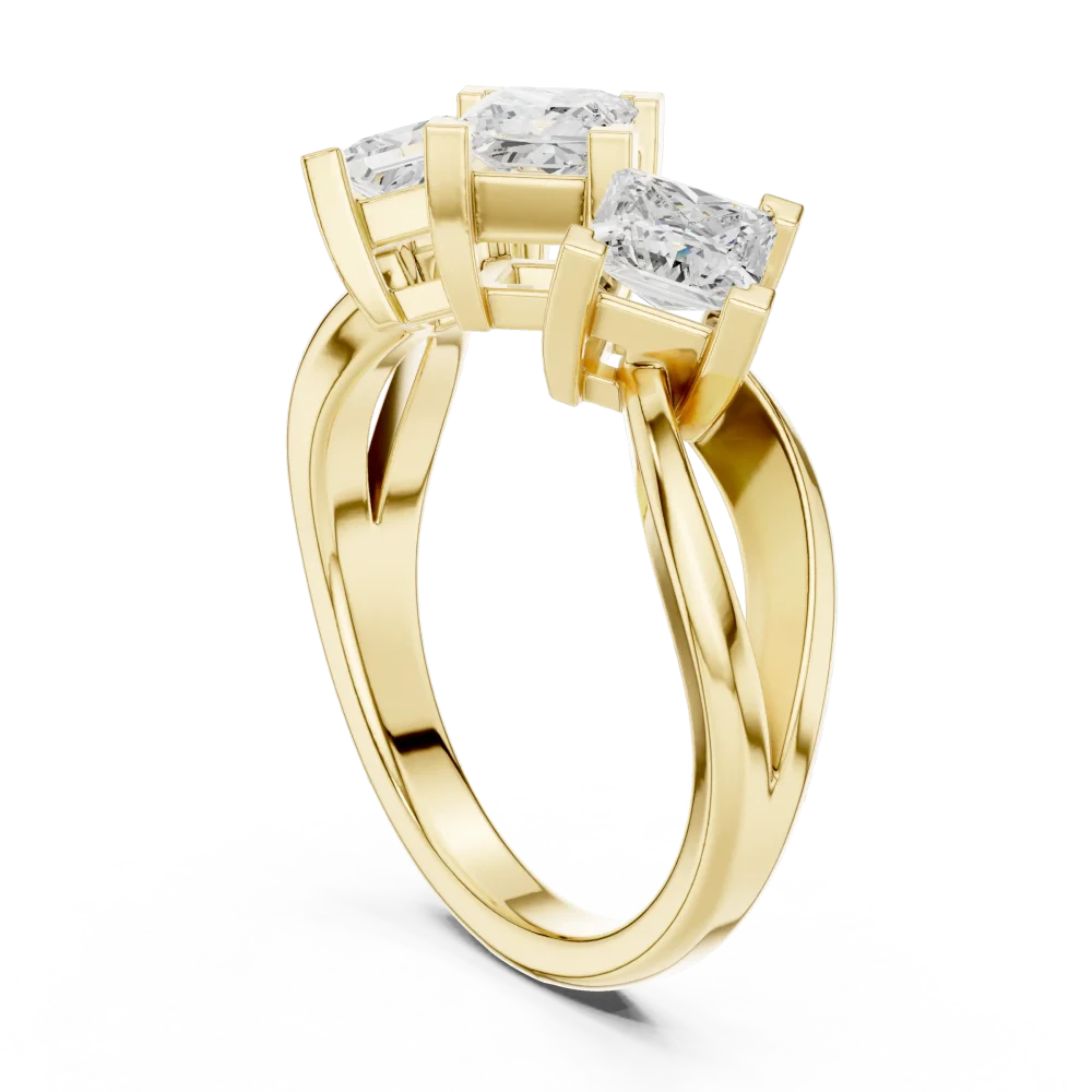 Symmetry Princess-Cut Three Stone Linear Cluster Ring - Image 3