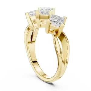 Symmetry Princess-Cut Three Stone Linear Cluster Ring - Image 3