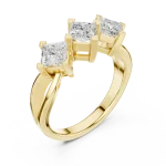 Symmetry Princess-Cut Three Stone Linear Cluster Ring