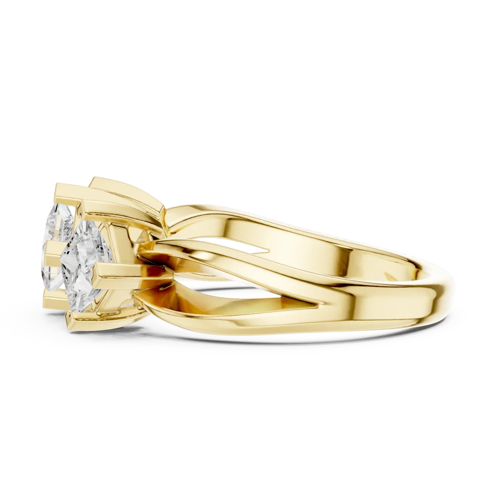 Symmetry Princess-Cut Three Stone Linear Cluster Ring - Image 4