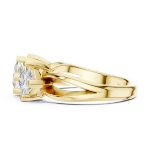 Symmetry Princess-Cut Three Stone Linear Cluster Ring - Image 4