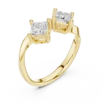 Symmetry Princess-Cut Linear Dual Diamond Ring