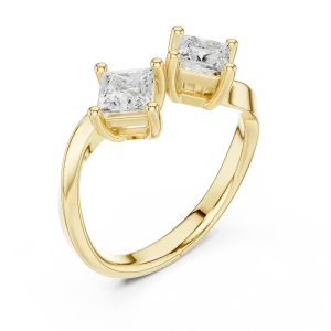 Symmetry Princess-Cut Linear Dual Diamond Ring