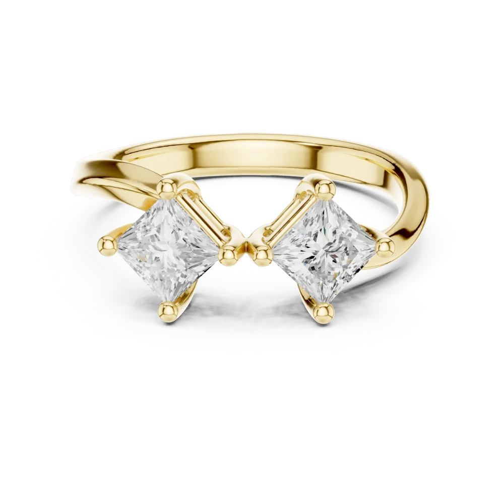 Symmetry Princess-Cut Linear Dual Diamond Ring - Image 2