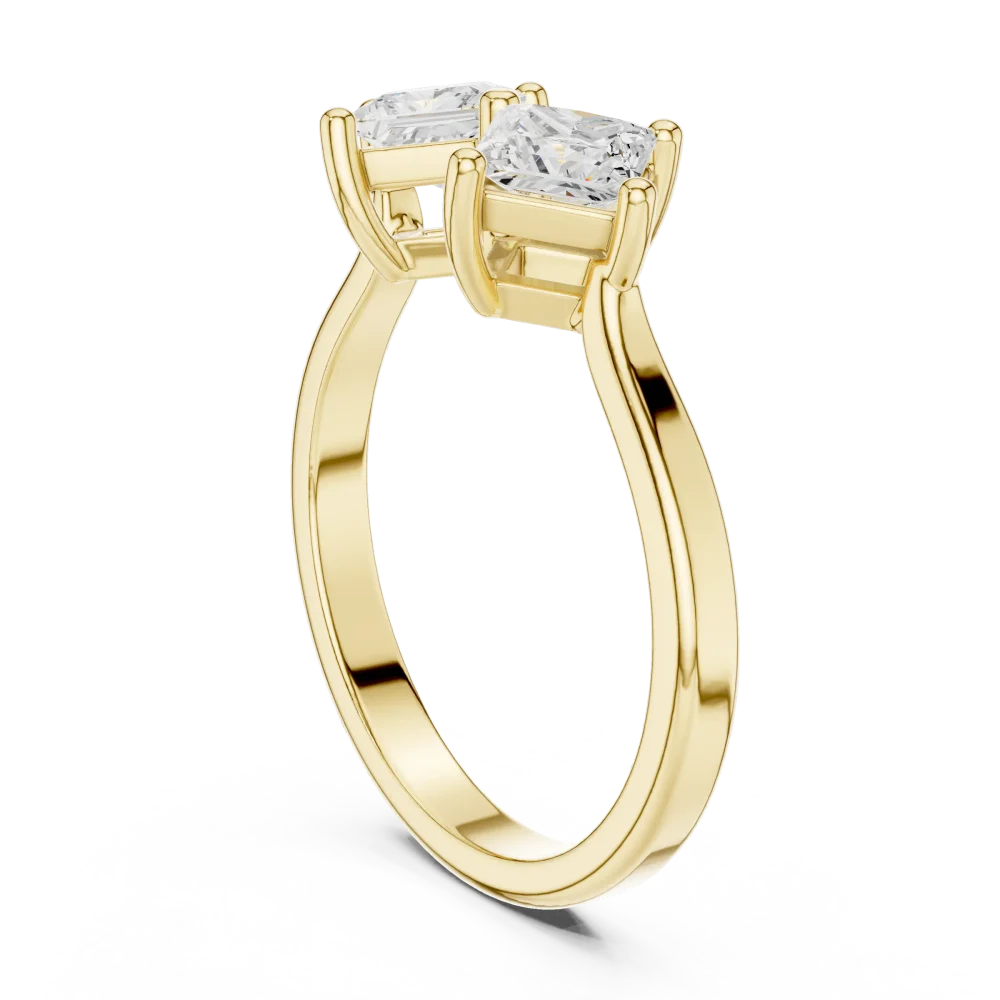 Symmetry Princess Cut Dual-Stone Contemporary Ring - Image 3