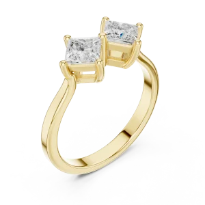 Symmetry Princess Cut Dual-Stone Contemporary Ring