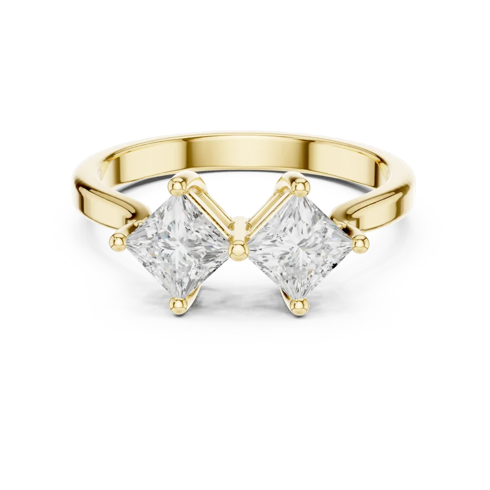 Symmetry Princess Cut Dual-Stone Contemporary Ring - Image 2