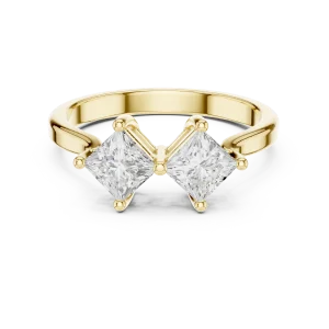 Symmetry Princess Cut Dual-Stone Contemporary Ring - Image 2