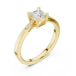 Modern Princess Cut Solitaire Ring with Scintillating Accents
