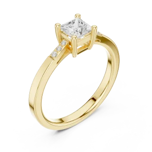Modern Princess Cut Solitaire Ring with Scintillating Accents