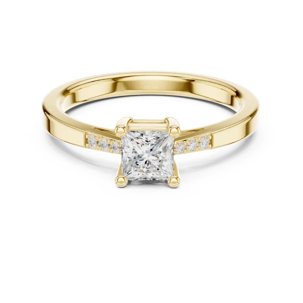 Modern Princess Cut Solitaire Ring with Scintillating Accents - Image 2