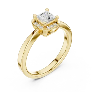Ethereal Princess Cut Solitaire Ring with Scintillating Halo