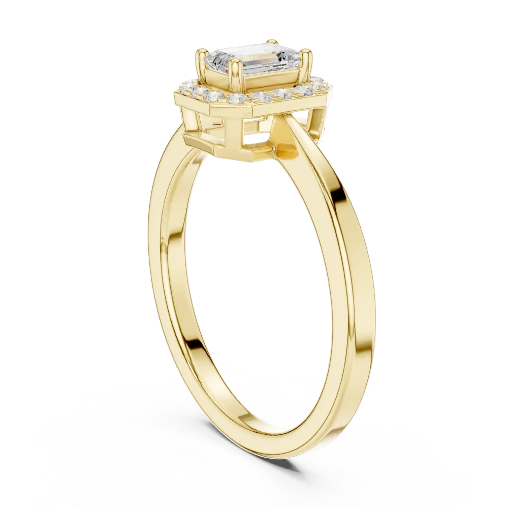 Ethereal Emerald Geometric Halo Engagement Ring - Image 3