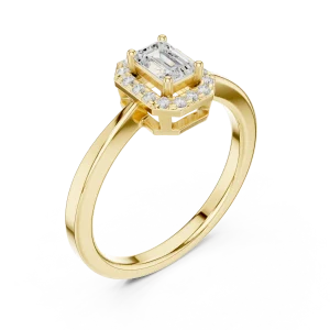 Ethereal Emerald Geometric Halo Engagement Ring