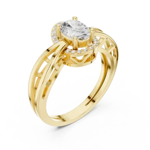Essence Oval Cut Architectural Solitaire Ring