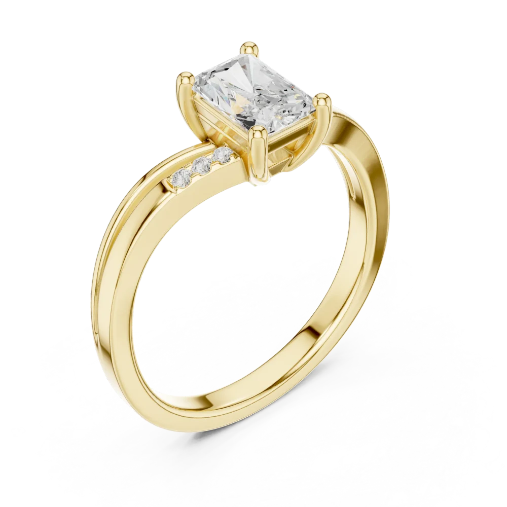Discover the Luminary Radiant Cut Solitaire engagement ring. A breathtaking center DIAMEUR diamond meets modern design. Shop our sustainable luxury today.