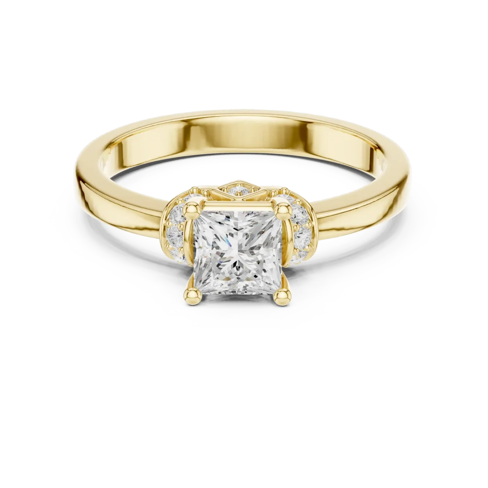 Architectural Princess Cut Solitaire Engagement Ring - Image 2