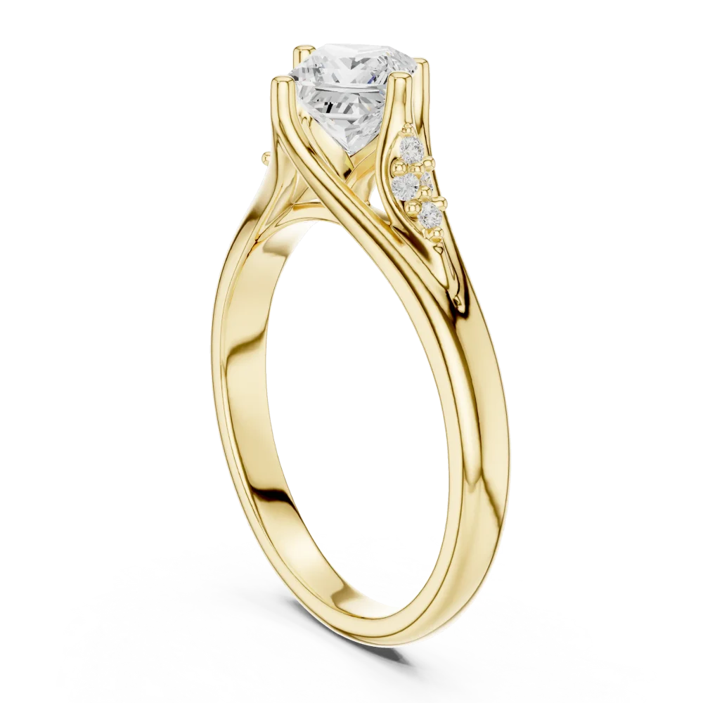 Essence Princess Cut Solitaire Ring with Scintillating Accents - Image 3