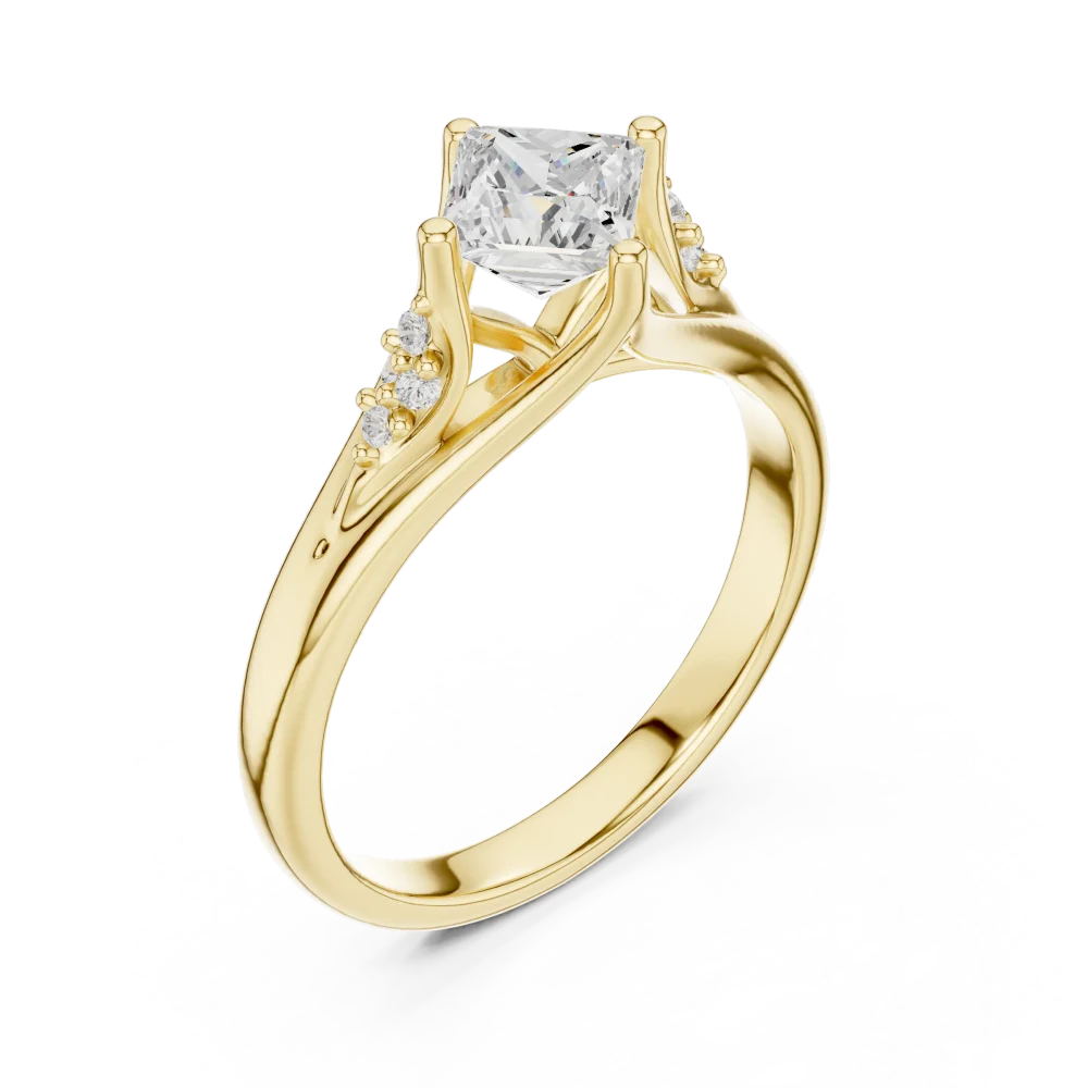 Experience the timeless beauty of this princess cut Solitaire ring, featuring a brilliant DIAMEUR diamond. Elevate your style—shop this modern classic now.