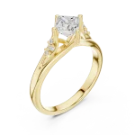 Essence Princess Cut Solitaire Ring with Scintillating Accents