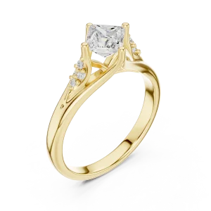 Essence Princess Cut Solitaire Ring with Scintillating Accents
