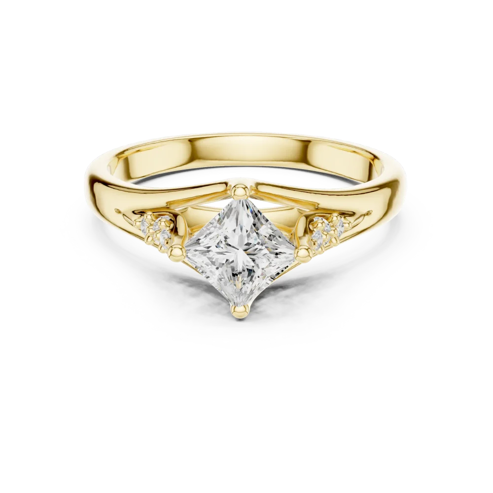 Essence Princess Cut Solitaire Ring with Scintillating Accents - Image 2