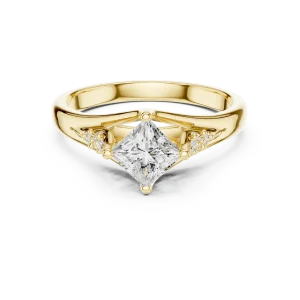 Essence Princess Cut Solitaire Ring with Scintillating Accents - Image 2