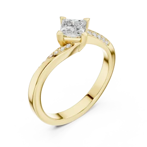 Ethereal Princess Cut Solitaire Pavé Accented Engagement Ring
