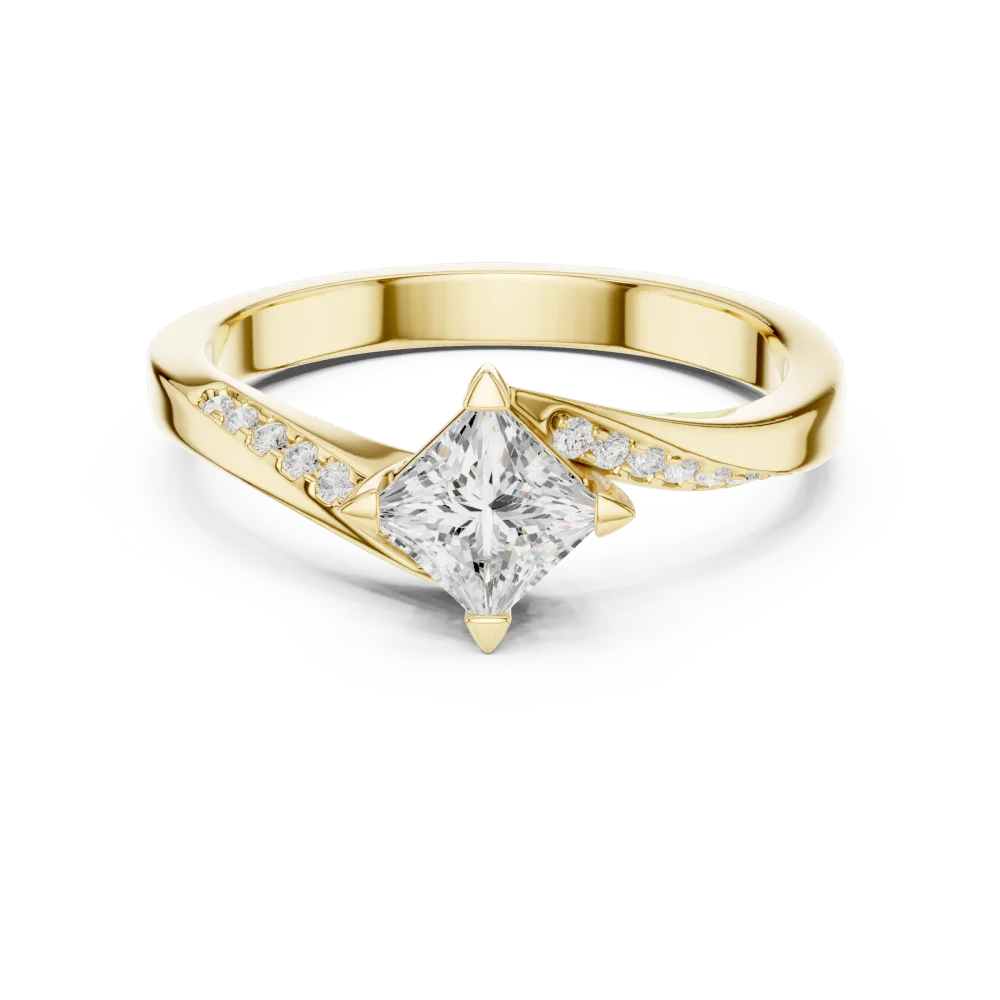 Ethereal Princess Cut Solitaire Pavé Accented Engagement Ring - Image 2