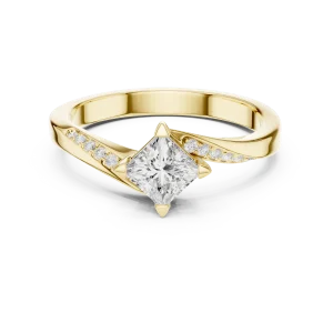 Ethereal Princess Cut Solitaire Pavé Accented Engagement Ring - Image 2