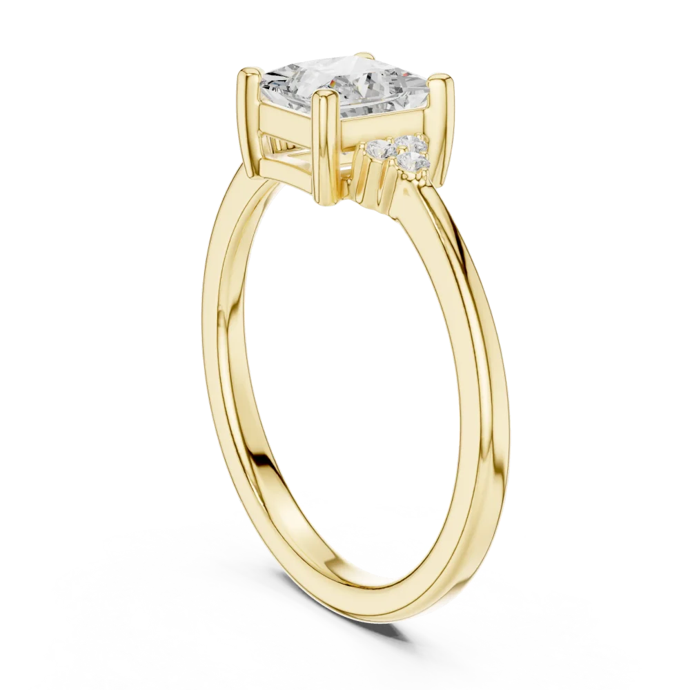 Ethereal Princess Cut Solitaire Ring with Delicate Accents - Image 3