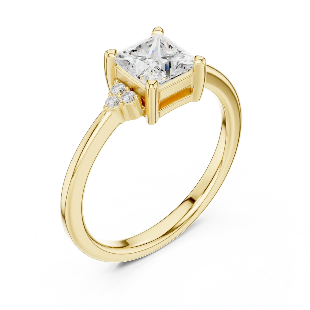 Experience the architectural grace of this princess-cut Solitaire ring, featuring a brilliant DIAMEUR lab-grown diamond. Shop this sustainable classic today.