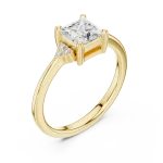 Ethereal Princess Cut Solitaire Ring with Delicate Accents