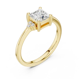 Ethereal Princess Cut Solitaire Ring with Delicate Accents