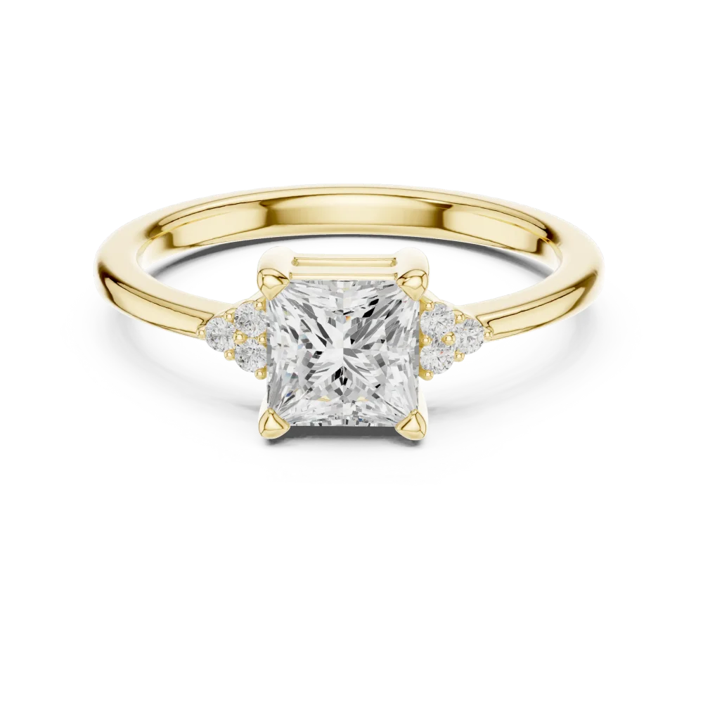 Ethereal Princess Cut Solitaire Ring with Delicate Accents - Image 2