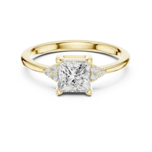 Ethereal Princess Cut Solitaire Ring with Delicate Accents - Image 2