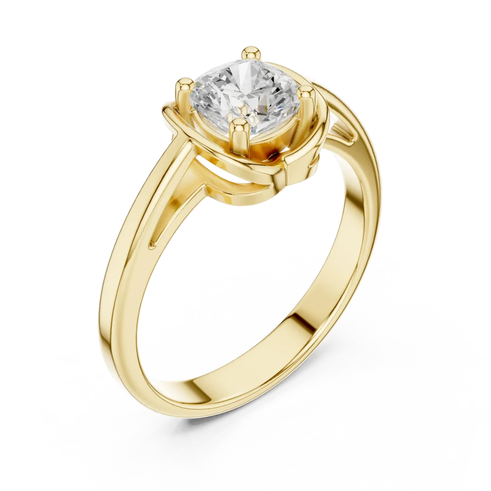 Discover the elegance of our cushion cut Solitaire ring, featuring a brilliant DIAMEUR diamond. A modern classic for your collection. Shop now.