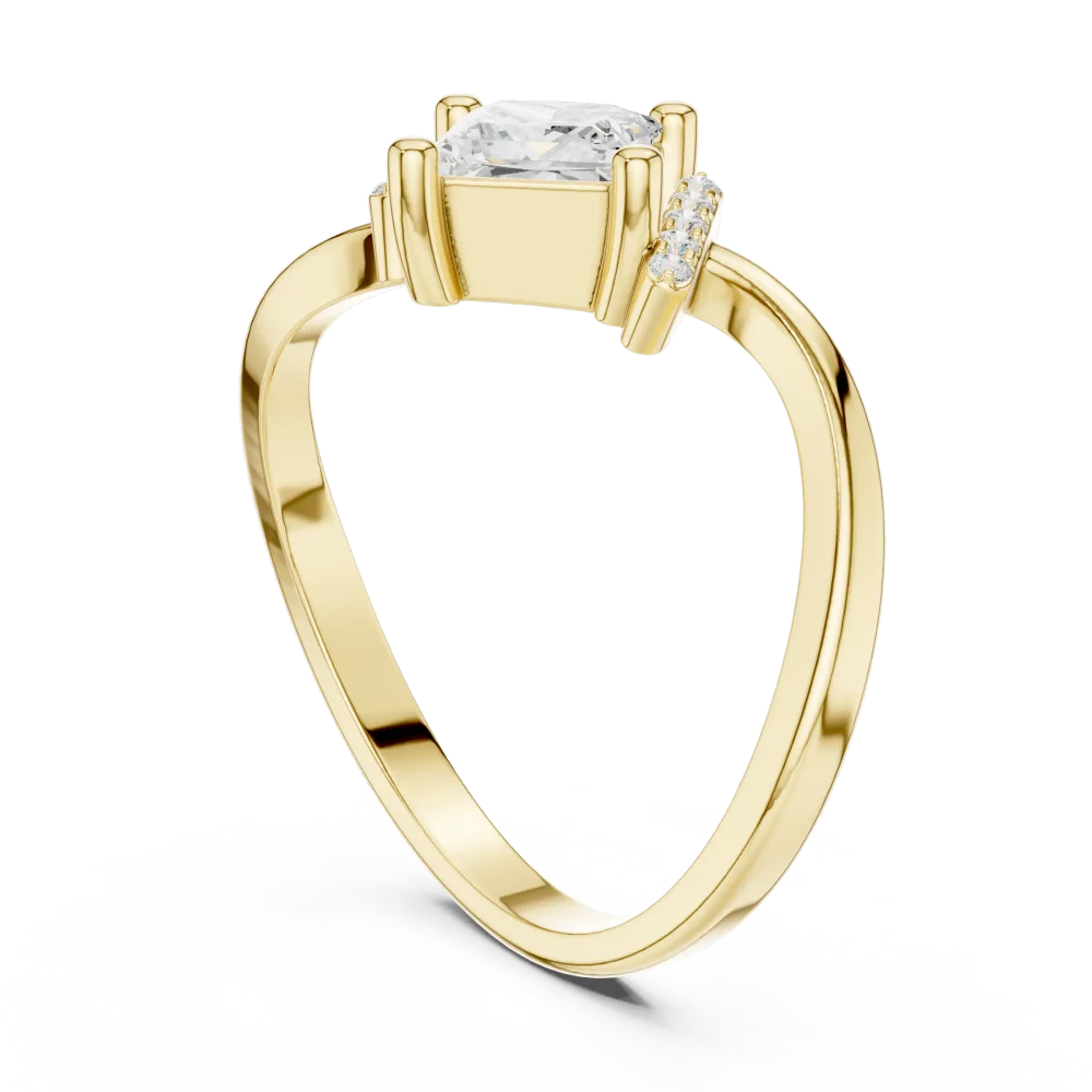 Ethereal Princess Solitaire Linear Accent Engagement Ring - Image 3